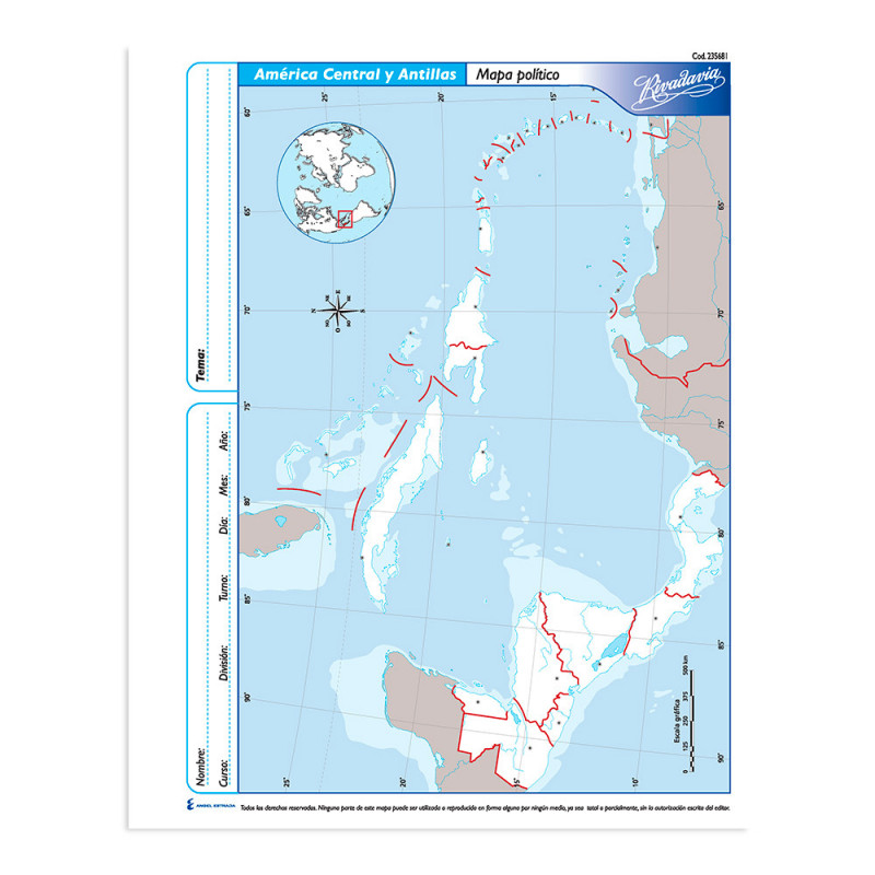 MAPA N*3 DIVISION POLITICA AMERICA CENTRAL